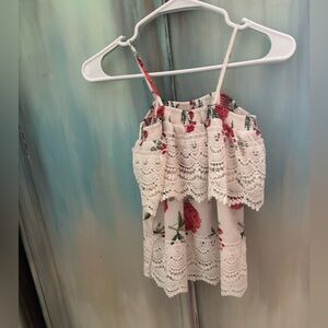 Floral Lace Layered Top with roses and ruffles. No boundaries. Size xsmall.